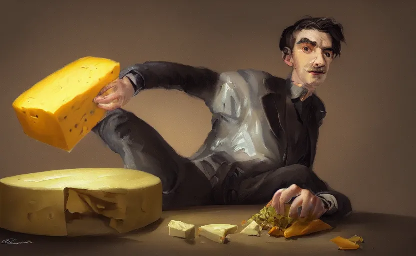 Image similar to a painting of cheese watson trending on artstation in the style of greg rutkowski