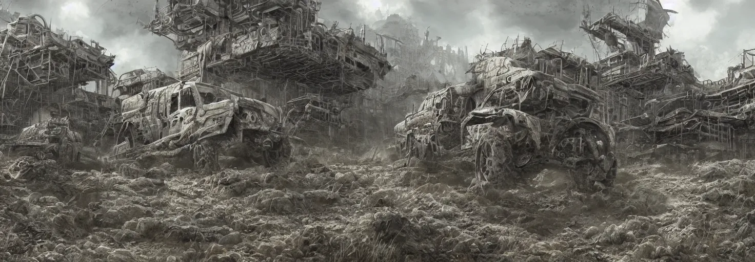 Prompt: wastelands, photo realistic, very detailed, trending on pixiv