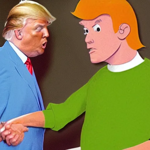 Image similar to Donald trump meets Shaggy from Scooby Doo (1969)