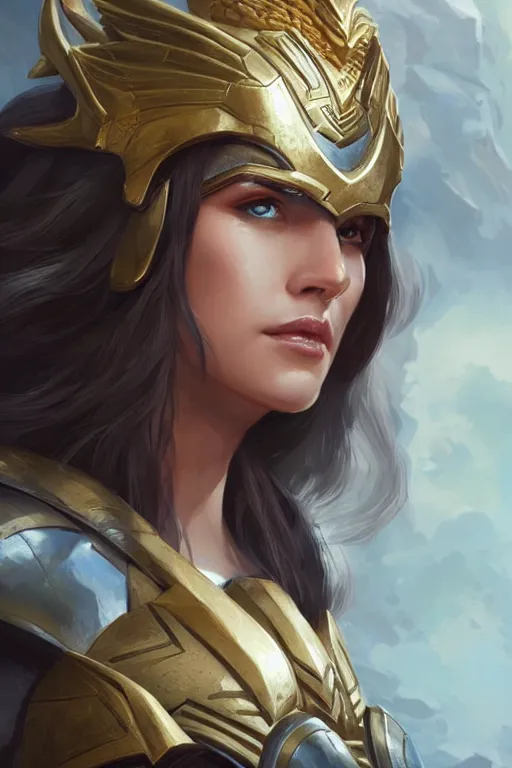 Image similar to amazon valkyrie athena, d & d, fantasy, portrait, highly detailed, headshot, digital painting, trending on artstation, concept art, sharp focus, illustration, art by artgerm and greg rutkowski and magali villeneuve