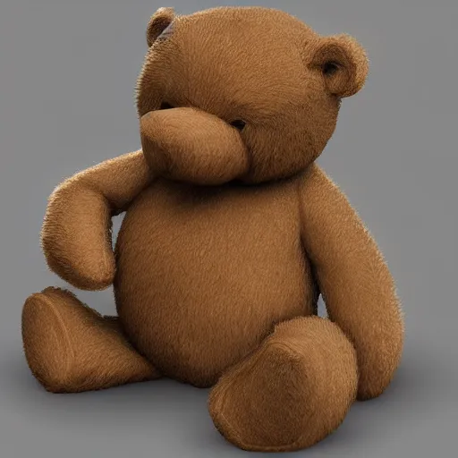 Image similar to teddy bear throwing up, photorealistic