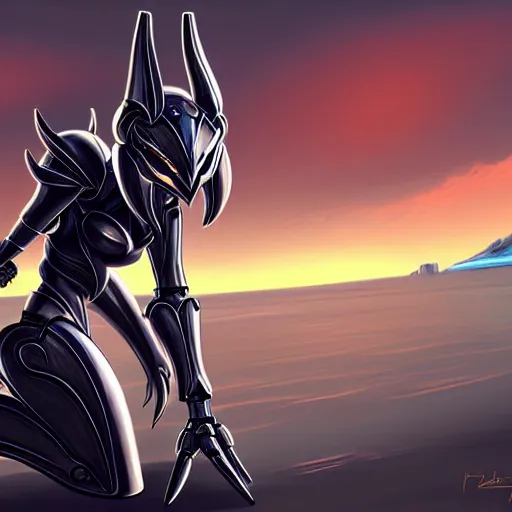 Prompt: pov shot being held in the metal hand of a cute stunning robot anthropomorphic female dragon, with sleek silver armor, a black OLED visor over the eyes, her maw open in front of the camera, about to consume you, on the beach at sunset, highly detailed digital art, furry art, anthro art, sci fi, warframe art, destiny art, high quality, 3D realistic, mawshot, Furaffinity, Deviantart