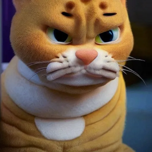 Image similar to bald garfield in real life, garfield has no hair on the top of his head, bald spot on his head, photo