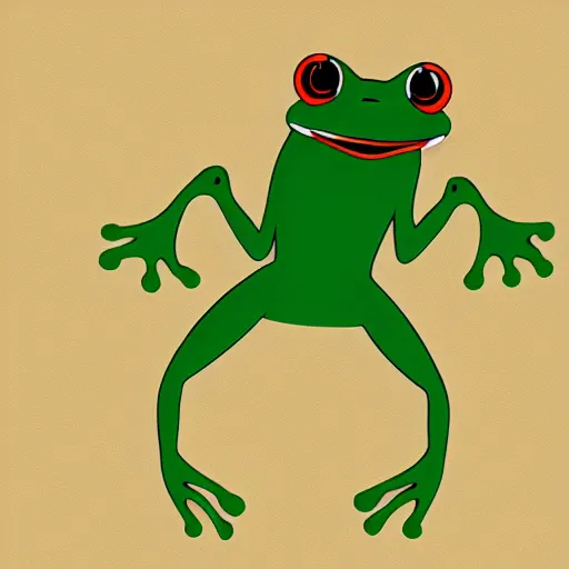 Prompt: a frog jumping, flat illustration