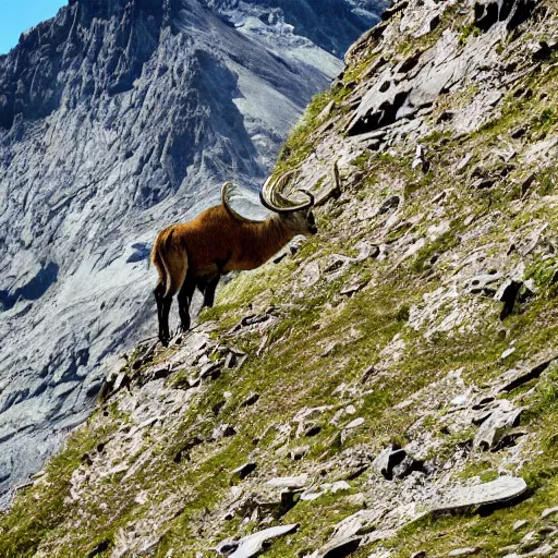 Prompt: swiss mountain peak that looks like a ibex