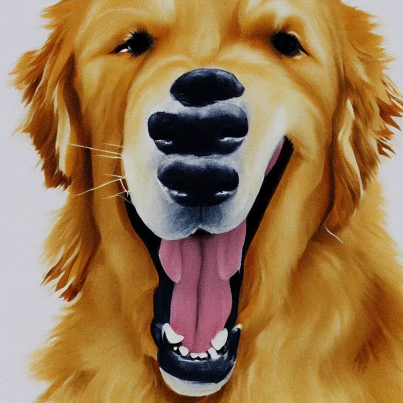 Image similar to golden retriever, white background, cartoon, high detail, no cut off