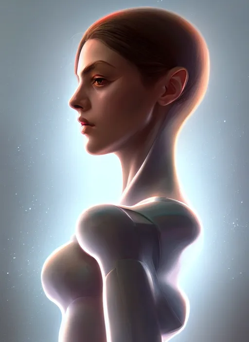 Image similar to portrait of female android, intricate, elegant, highly detailed, digital painting, artstation, concept art, smooth, sharp focus, illustration