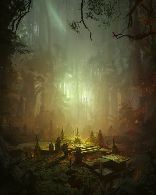 Prompt: tabletop game board, all illustrated with an enchanted forest , fantasy art, in the style of greg rutkowski, illustration, epic, fantasy, intricate, hyper detailed, artstation, concept art, smooth, sharp focus, ray tracing