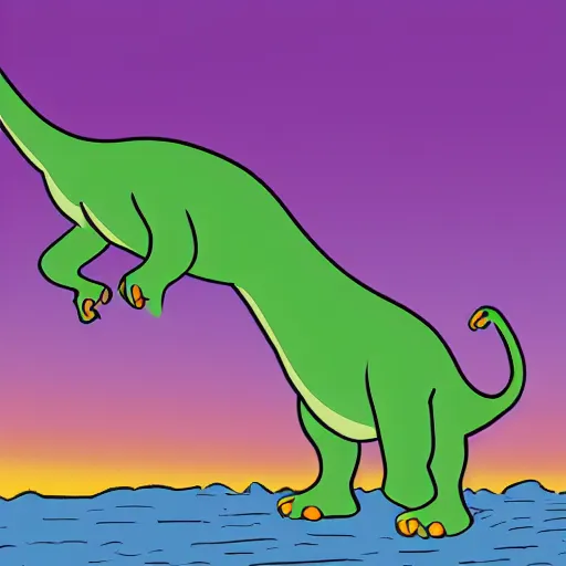 Prompt: brontosaurus with a massive bulging brain in the style of pixar