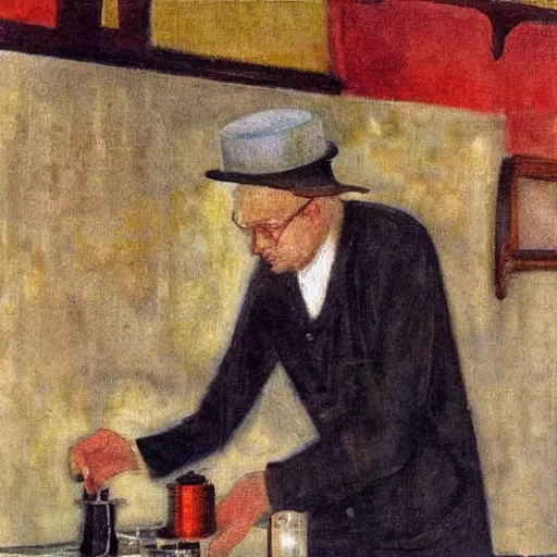 Prompt: karl jung painting of a barista