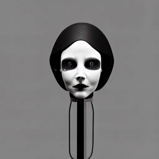 Image similar to black and white dreamy foggy smoky profile face portrait, single skeletal biomechanical beautiful young female cyclops - cyborg - robot bust, body ribs meshes,, volumetric light, rim light, by dora maar and cecile beaton, big gothic fashion pearl embroidered collar, 8 k