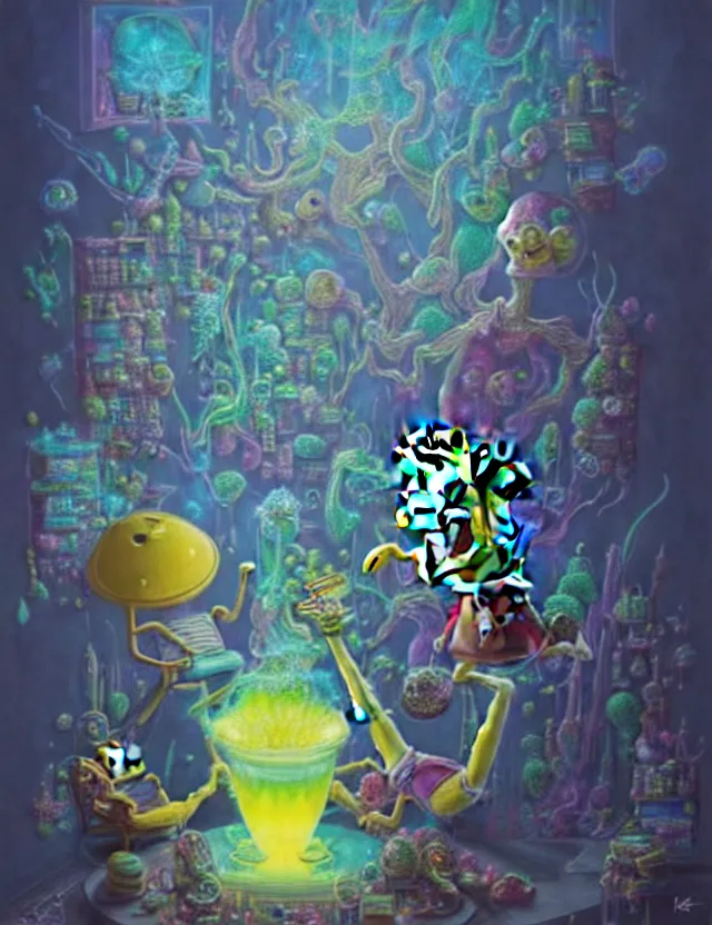 Prompt: front shot of spongebob smoking weed with elon musk, hyperdimensional, bioluminescent hypercubes, crystalline!!! holography!!!, (((intricate))), elegant, highly detailed, centered, (((artstation, concept art, smooth, sharp focus, artgerm, Tomasz Alen Kopera, Peter Mohrbacher, donato giancola, Joseph Christian Leyendecker, WLOP, Boris Vallejo))), mugshot!!!!!, ugly!!!!!!, octane render, nvidia raytracing demo, grainy, muted, 8K, digitalblasphemy