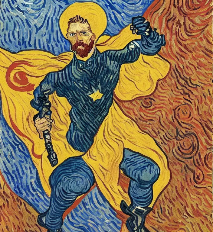 Image similar to vincent van gogh as a marvel superhero