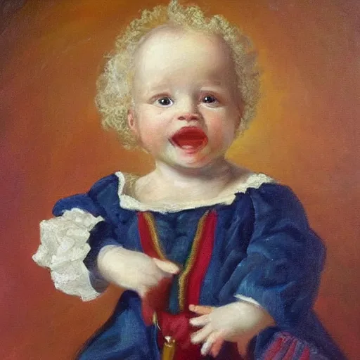 Image similar to baby Einstein in style of Dutch Masters, high quality, oil painting