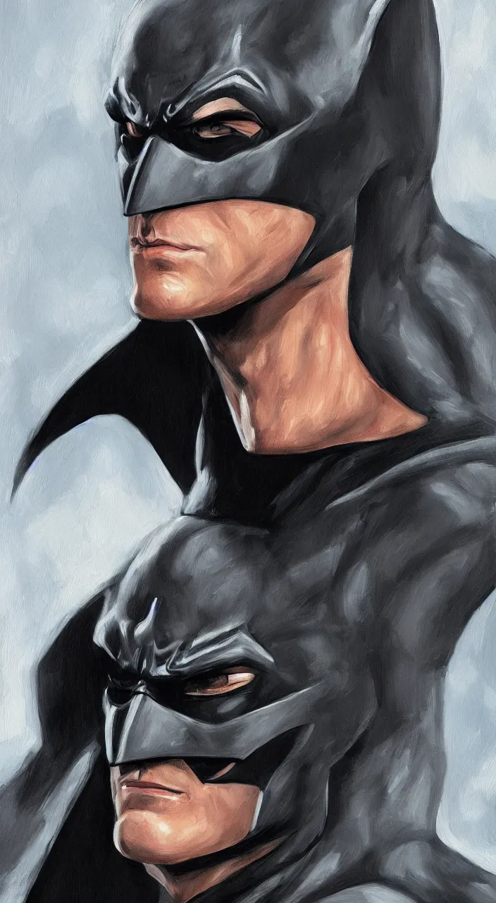 Image similar to a portrait painting of the batman