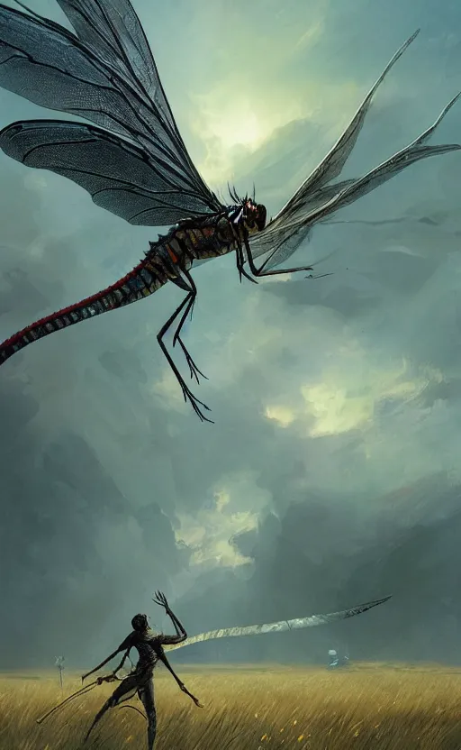 Prompt: dragon fly low altitude on grass fields, solar fields, front game card, drark, marvel comics, dark, intricate, highly detailed, smooth, artstation, digital illustration by ruan jia and mandy jurgens and artgerm and wayne barlowe and greg rutkowski and zdislav beksinski