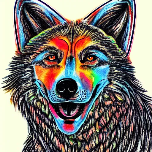 Image similar to portrait of retarded wolf, propaganda style, vivid colors, detailed