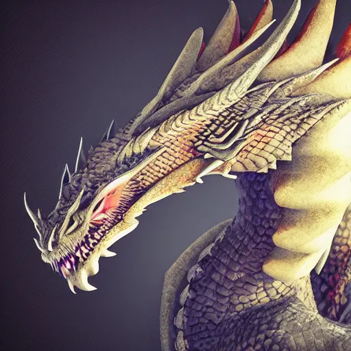 Prompt: realistic, dragon, photo portrait, render in 8k