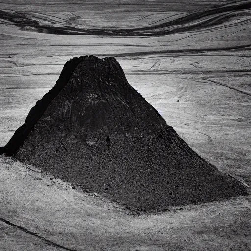 Image similar to high quality dslr photograph of a mysterious gigantic black monolith emerging from the middle of a barren desert. alien structure, masterpiece, stunning, amazing, super resolution. atmospheric, Extremely detailed