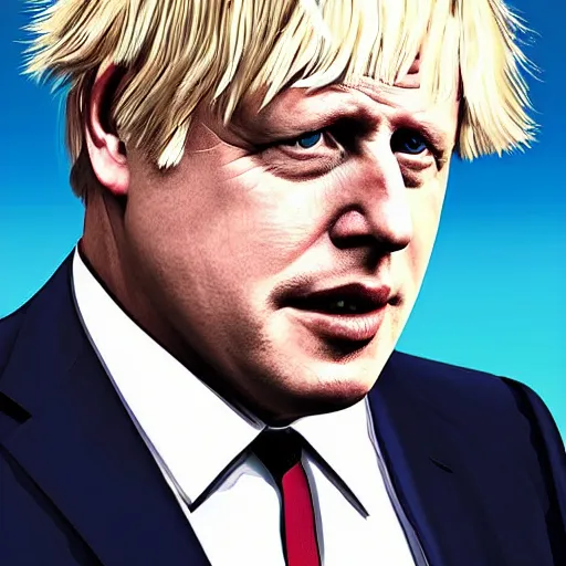 Prompt: Boris Johnson in gta cover art, lots of detail, ultra HD