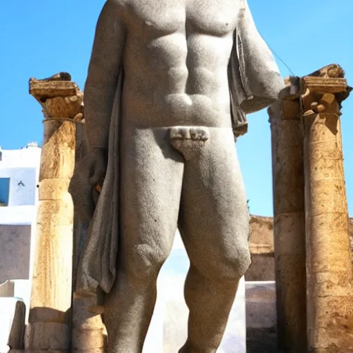 Image similar to statue of sanders in greece ancient style