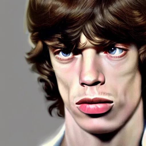 Prompt: late 1 9 6 0 s portrait photograph young mick jagger with short hair, young mick jagger with very short hair, extremely short hair, short hair, realistic hyperrealistic 4 k resolution 8 k resolution highly detailed very detailed extremely detailed hd quality detailed face very detailed face extremely detailed face trending on artstation