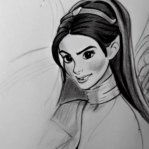 Image similar to milt kahl sketch of victoria justice as princess padme in star wars episode 3