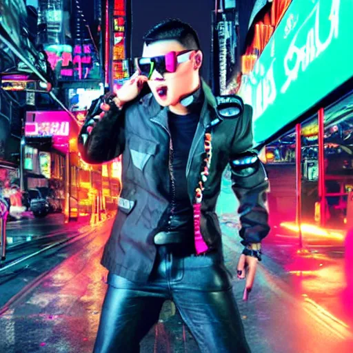 Image similar to cyberpunk gay gangnam style, full hd