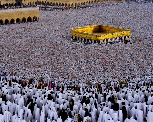 Image similar to 10,100 adoring lovers surrounding the kaaba in mecca