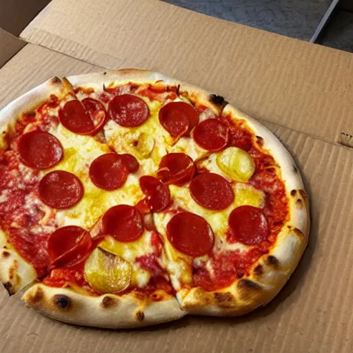 Prompt: a pizza made entirely of pineapple, photorealistic,