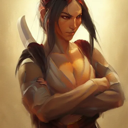 Prompt: A matte oil on canvas portrait of a martial artist by greg rutkowski and artgerm, trending on artstation, dungeons and dragons art