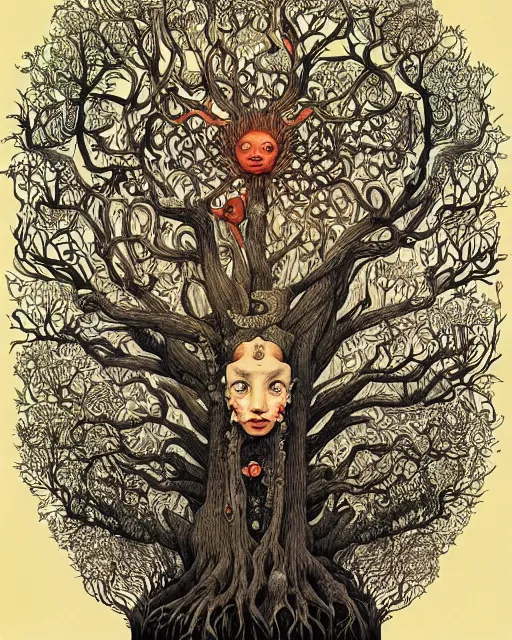 Prompt: portrait painted in jacek yerka style drawn by vania zouravliov and takato yamamoto, inspired by the tree of life, intricate acrylic gouache painting, high detail, sharp high detail, artstation