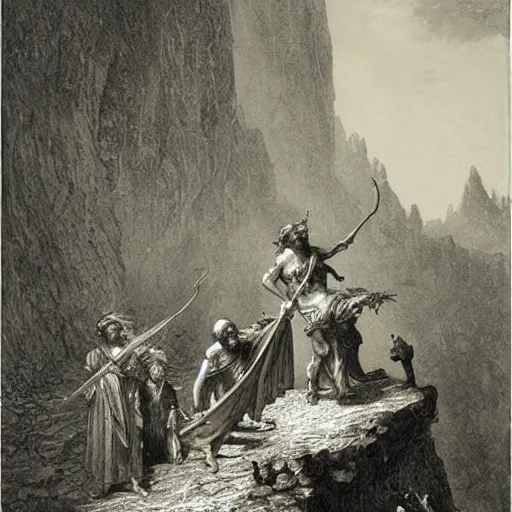 Image similar to adventurers, by gustave dore, detailed, high quality