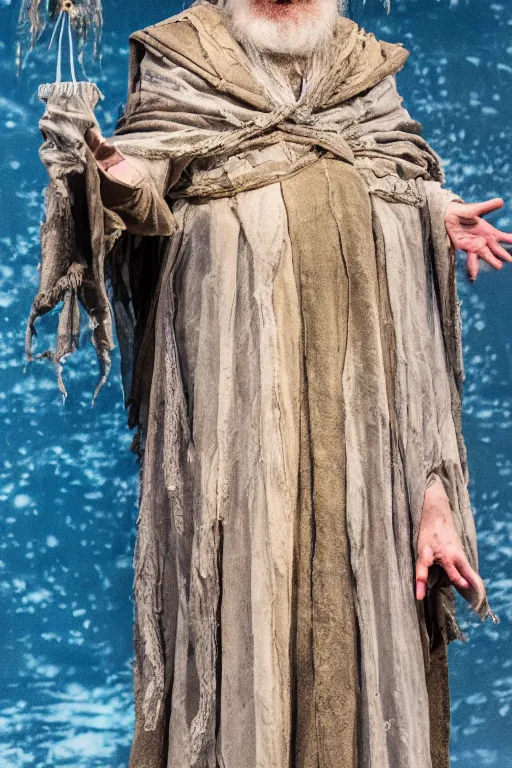 Prompt: a full body photograph of Prospero from the stage production of The Tempest taken with Nikon D3500, highly detailed