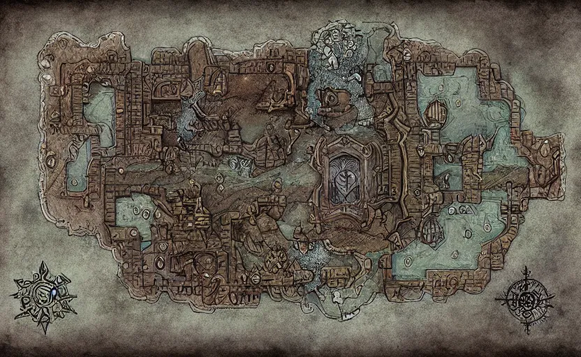 Image similar to Intricate dungeon map for d&d, digital paint, wizards of the coat