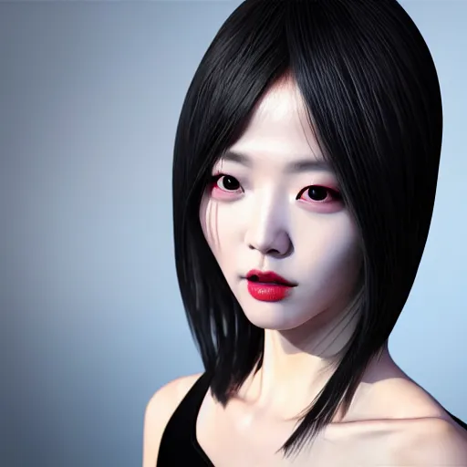 Image similar to futuristic korean inspired avant-garde art, deco fashion, highly detailed, photorealistic portrait, bright studio setting, studio lighting, crisp quality and light reflections, unreal engine 5 quality render