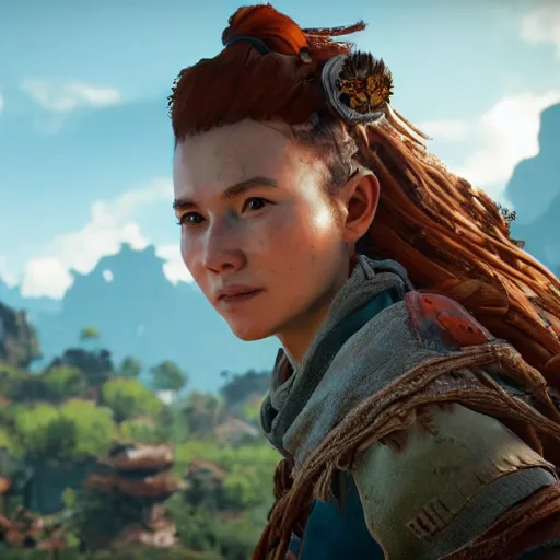 Image similar to a beautiful photo of aloy in horizon forbidden west