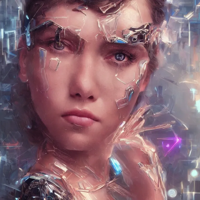 Image similar to a highly detailed photo of very intricate female face portrait, futurism, rococo cyber neon lighting, detailed futuristic fibonacci jewelry, profile posing, hyper photorealistic, crispy quality, digital photography, trending in pinterest, cinematic, 4 k ultra hd, art by pascal blanche, art by greg rutkowski, art by artgerm,