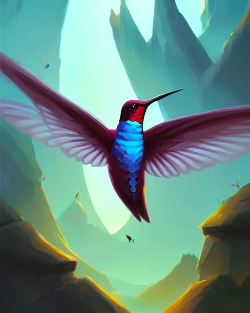 Image similar to hummingbird, dota matte painting concept art, official fanart behance hd artstation by james gilleard, jesper ejsing, lois van baarle, ilya kuvshinov