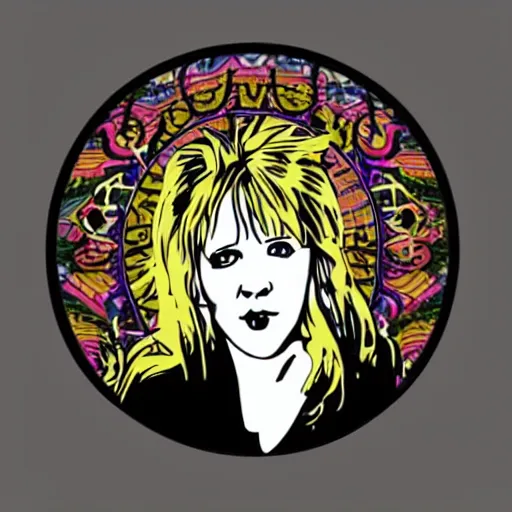 Image similar to stevie nicks playing guitar and singing, sticker - art, svg vector, adobe - illustrator