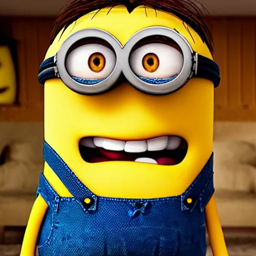 Image similar to “ King bob from the minions movie smirking seductively at the camera, 4K”