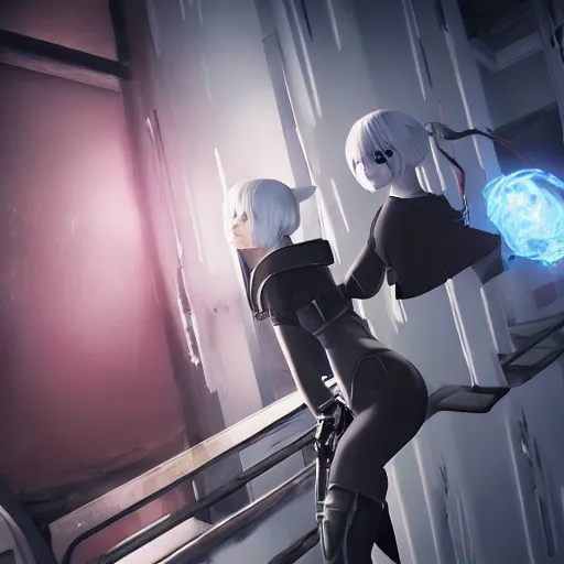 Image similar to 2B nier automata in half life 2, detailed, artstation, 8k