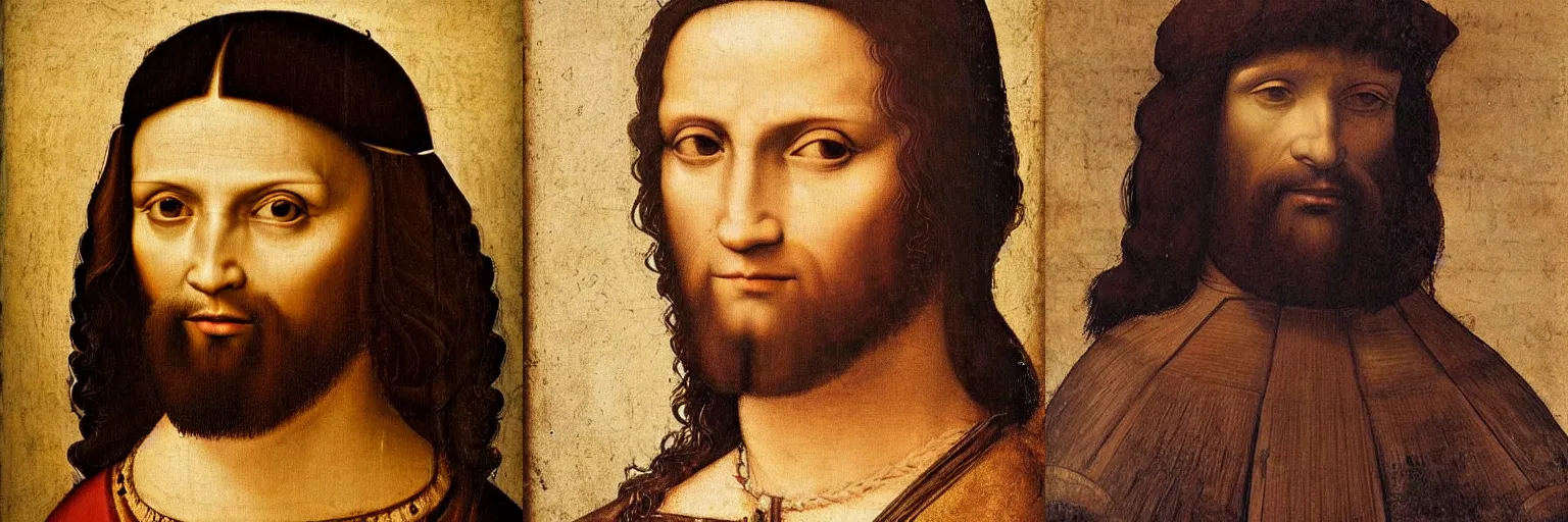 Prompt: a highly detailed renaissance portrait of an old, black haired haired, square faced, and tan skinned nobleman by Leonardo da Vinci