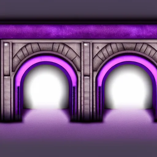 Prompt: digital illustration of a glowing purple archway in a gray concrete wall, deviantArt, artstation, artstation hq, hd, 4k resolution