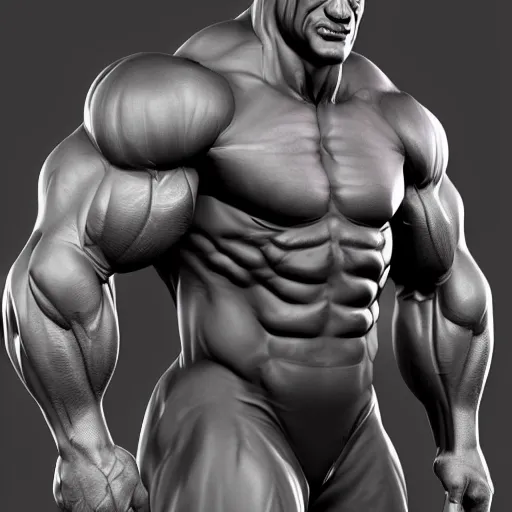 Image similar to extremely muscular man, mutant, dark grey skin, full body, 3 d model, artstation