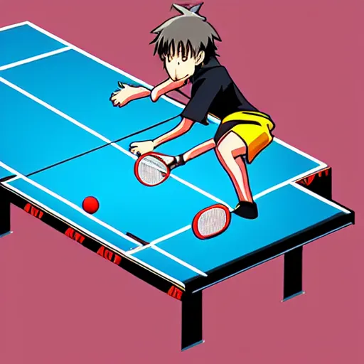 Image similar to table tennis match, anime style