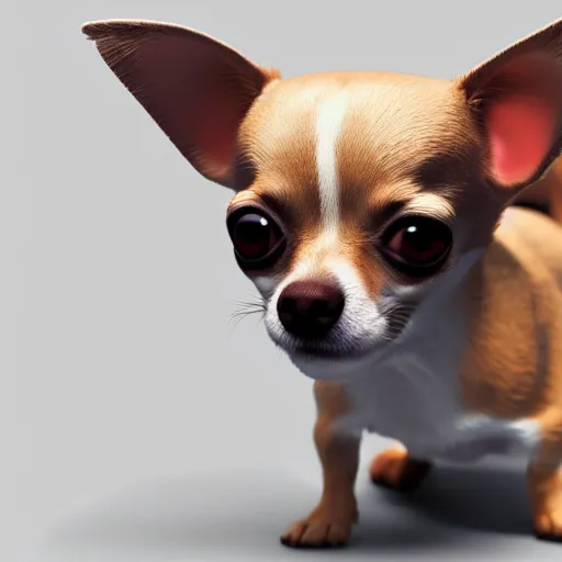 Prompt: chihuahua holding a camera, octane render