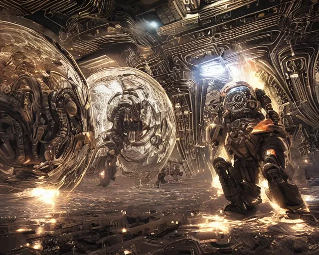 Image similar to love, joy, realistic textured magnetosphere humanoids, complex cybernetic glowing vortexes, large array, ornate, cinematic light shadows, hdr refractions, insanely detailed rendering, cybernetic civilisations, 8 k, *