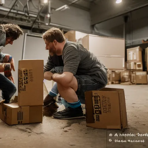 Prompt: a dlsr photo of two hobos creating a time machine from beer bottles and cardboard boxes. symmetry. awesome exposition. very detailed, 5 0 mm lens, professional lighting diffracted lightrays 4 k.