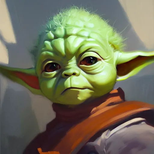 Image similar to greg manchess portrait painting of baby yoda grogu as overwatch character, medium shot, asymmetrical, profile picture, organic painting, sunny day, matte painting, bold shapes, hard edges, street art, trending on artstation, by huang guangjian and gil elvgren and sachin teng